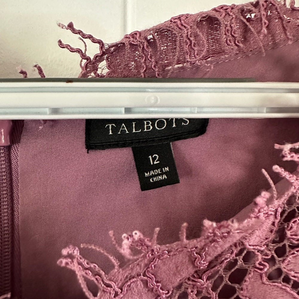 Talbots Mauve Lace Sheath cocktail/wedding Midi Dress - Picture 5 of 6